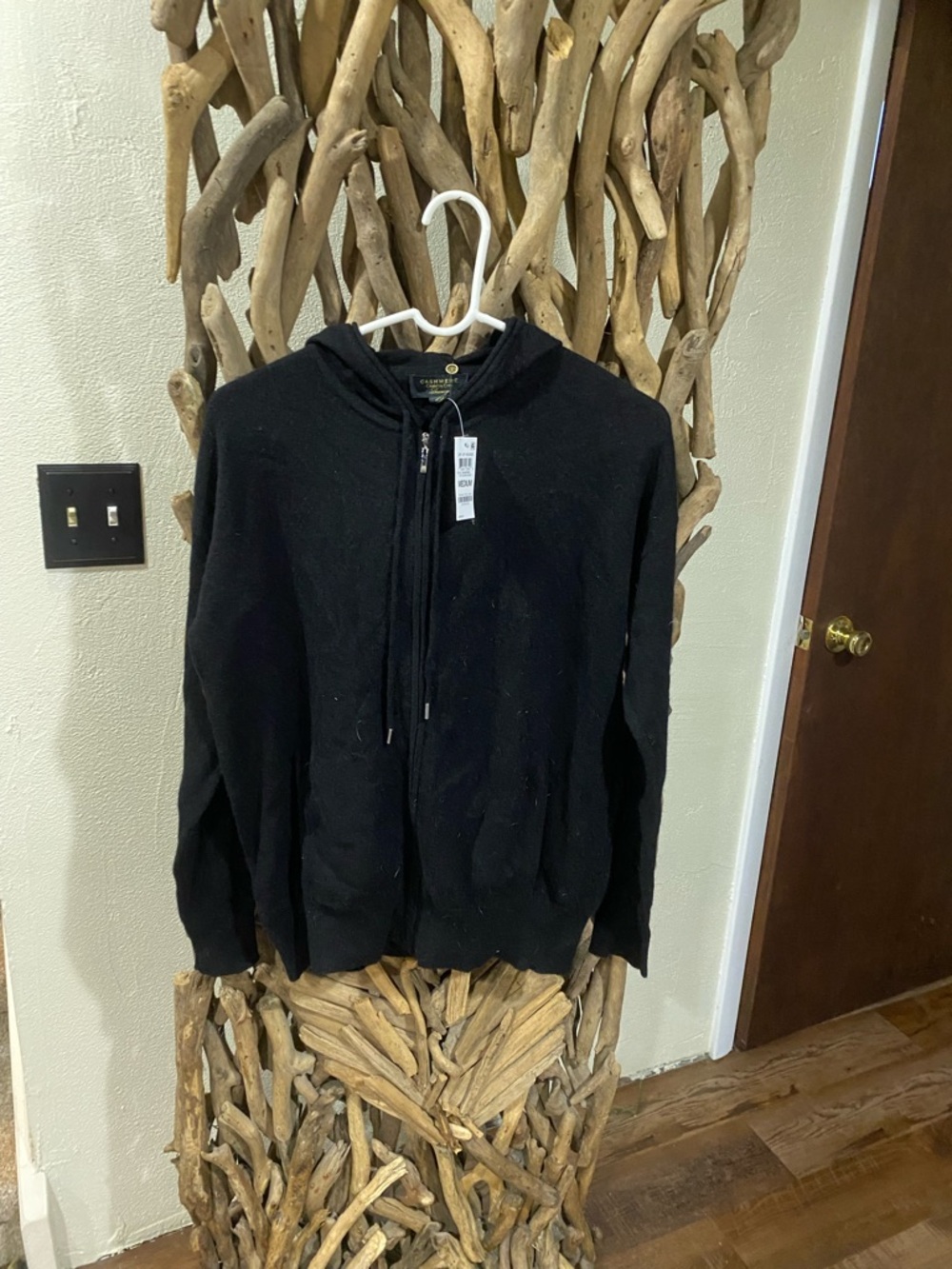 Charter Club Black Zip-Up Hooded Sweater